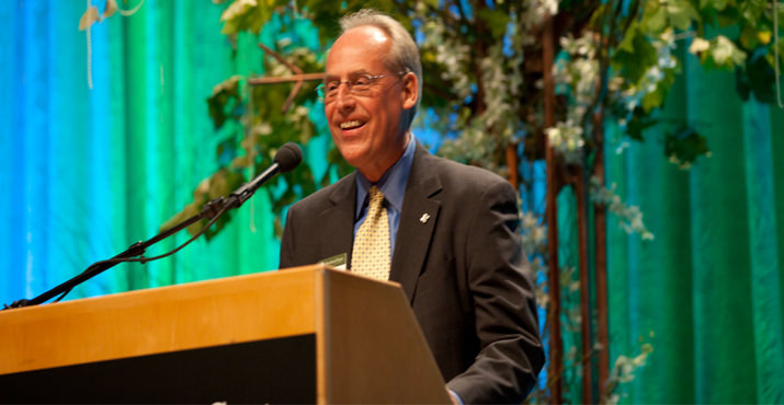 Wim Wiewel, president of Portland State University, speaks at the Simon Benson Awards Dinner on Oct. 19, 2011 at the Oregon Convention Center. About 1,600 people attended the dinner to honor The Furman Family and The Mark Family.