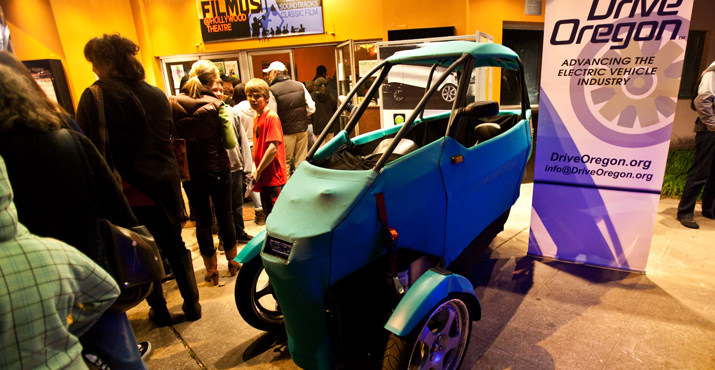 Cars were on display in the Hollywood Theatre Lobby
