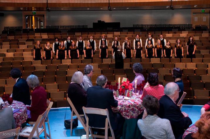 The Choir entertained guests in the Gerding Theater during the "A Christmas Story" On Stage Dinner.