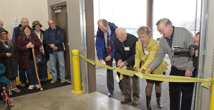 Pete Monroe, Clark County; Jim Youde, CCFB Board President; Donna Horenstein, CCFB Board Member; George Kaufer, President, FISH of Vancouver and CCFB Board Member