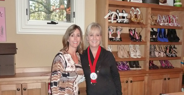 Rhonda Webber-HHT Chair and Jeri Parrott-LOWC Member- in the Koshuba's amazing master closet
