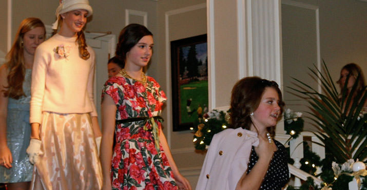 Freshman models, Natalie Kinsel, Isabel Klein and Natalie Nielsen duirng the Vintage Fashion Show