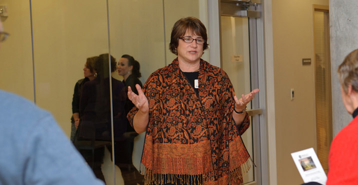 Kathleen Roy, Director of Mental Health, CCC OTRC, leads a tour of the building. Nearly 300 people toured the facility.