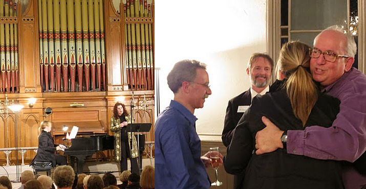 45th Parallel musicians Janet Coleman, piano, and Angela Niederloh. Cellist Hamilton Cheifetz, on-air host Robert McBride, Janet Coleman and pianist Bill Crane.