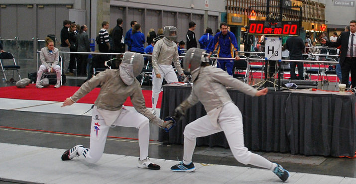  Traditionally, the fencers' uniform is white (black for instructors). This may be due to the occasional pre-electric practice of covering the point of the weapon in dye, soot, or colored chalk in order to make it easier for the referee to determine the placing of the touches. As this is no longer a factor in because the hit is registered electronically.