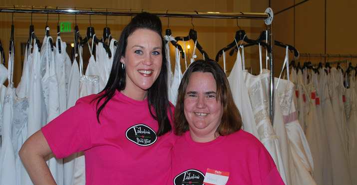 Volunteers Shelby Mitchell encouraged brides to support St Judes Hospital and Anna Hogan supports Autisum Speaks