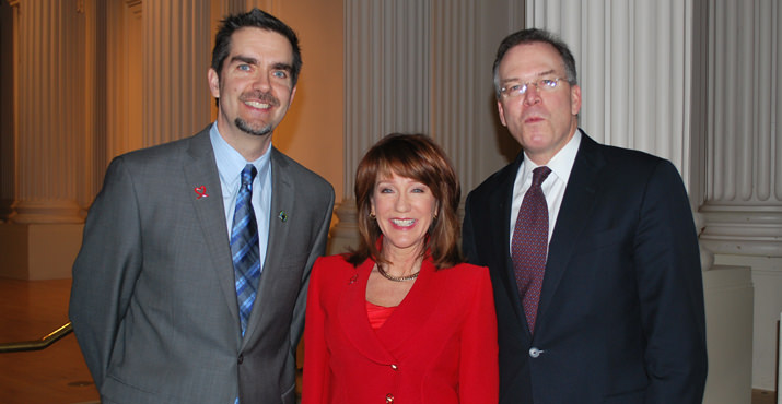 Andy Nelson, Executive Director of Hands on Greater Portland, Laurel Porter from KGW, City Commissioner Nick Fish