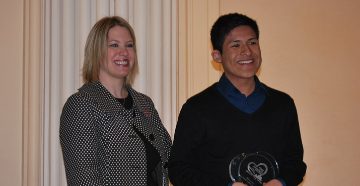 Theressa Davis Vice President of Communications, Comcast, Oregon & SW Washington presented Milo Lopez with the Nathan Sibell Youth Leadership Award 