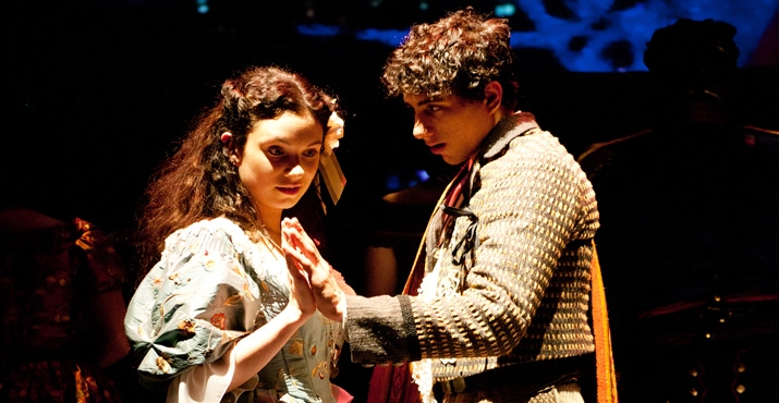 Romeo's (Daniel José Molina) heartache for Rosaline is forgotten as soon as he sees Juliet (Alejandra Escalante) at the Capulet party. Photo: Jenny Graham.