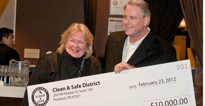 Doreen Binder (executive director, Transition Projects), Dave Williams (president, Clean & Safe Board of Directors)