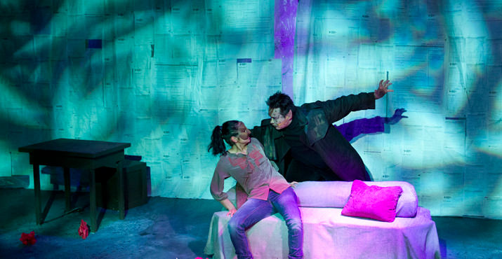 Siumara Samayoa and Pablo Saldana in Miracle Theatre Group’s production of “Jardín de Sueños” (Garden of Dreams),