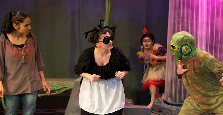 Siumara Samayoa, Gabriela Dipascuale, Rosa Cristobal and Juan Antonio Martínez in Miracle Theatre Group’s production of “Jardín de Sueños” (Garden of Dreams),