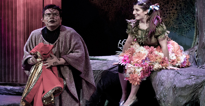 Pablo Saldana and Gabriela Dipascuale in Miracle Theatre Group’s production of “Jardín de Sueños” (Garden of Dreams),