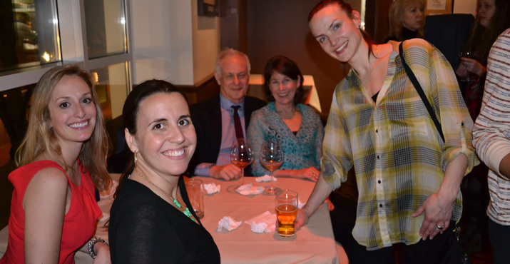 Principal Dancer Kathi Martuza (right) with OBT Trustee Virginia Sewell and Ivan Gold (center) and guests at the opening night after party for OBT’s Chromatic Quartet program