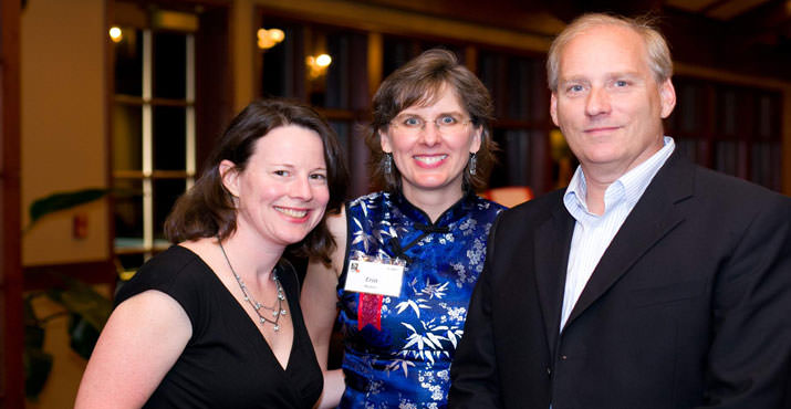 NCC Board Member Amy Nist, left, poses with her husband, Doug Lyons, and Executive Director Erin Peters.