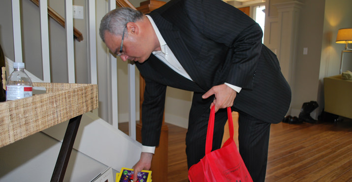 Visitors bring books for kids