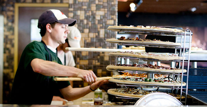 Party guests enjoyed Mellow Mushroom pizza hot from the oven!