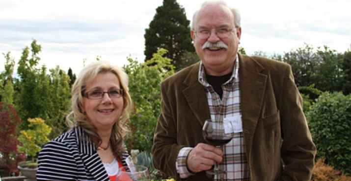 Jane and John Bakke enjoy a glass of wine in support of the JVC