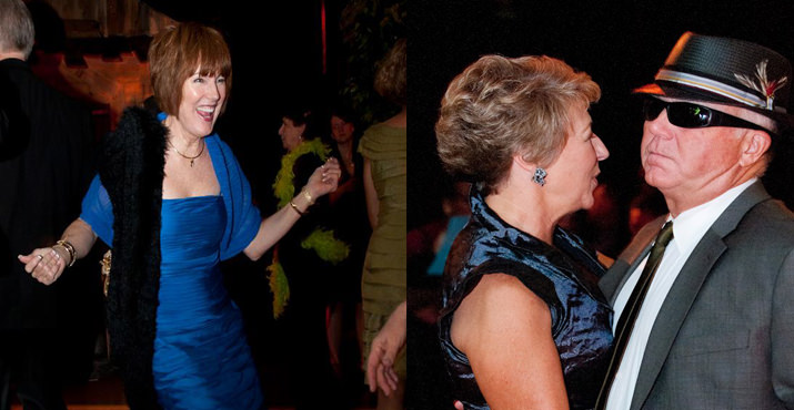 Terry Ness dancing at the Armory and PCS Board Member, Chrys Martin dances with her husband, Jack Pessia. 