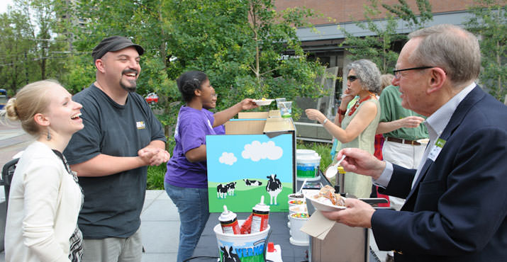 The New Avenues for Youth crew serving up DELICIOUS Ben and Jerry's Sundaes