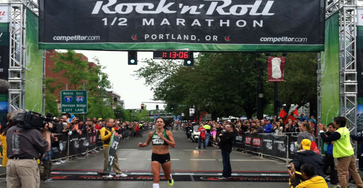 Olympic-bound Kara Goucher was the women's champion of the Rock 'n' Roll Half Marathon.