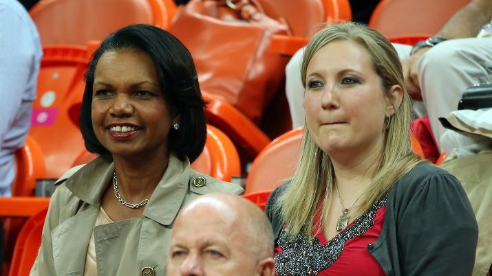 Former US Secretary of State Condoleezza Rice attends a Basketball game between Brazil and Spain  on Day 10 of the London 2012 Olympic Games.