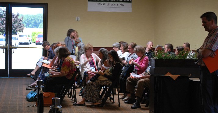 Writers waiting to pitch their books to literary agents