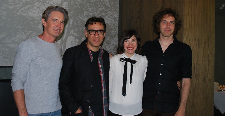 Kyle MacLachlan (Twin Peaks, Sex & The City). MacLachlan plays Portland’s fictitious mayor is pictured with Fred Armisen, Carrie Brownstein and Jonathan Krisel-co-creator, writer and director.