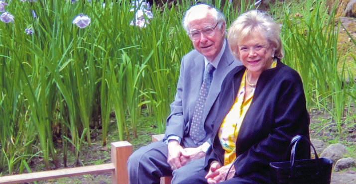 Harold and Arlene Schnitzer in the Japanese Garden in 2010