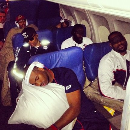 USA Teammates sleeping on the plane