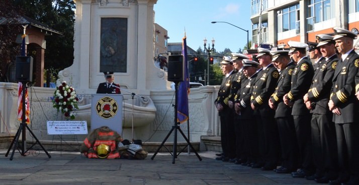 Speakers included Fire Chief Erin Janssens, Lt. Damon Simmons, and Lt. Aimee Rooney. In addition, Portland Fire personnel read the name of each fire fighter from FDNY who perished on that day. The bell was rung in remembrance of the lives that were lost on 9-11