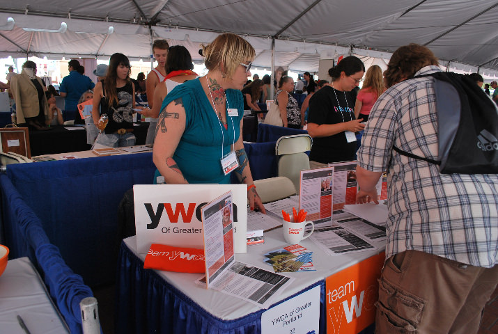 The YMCA was handing out information about programs.