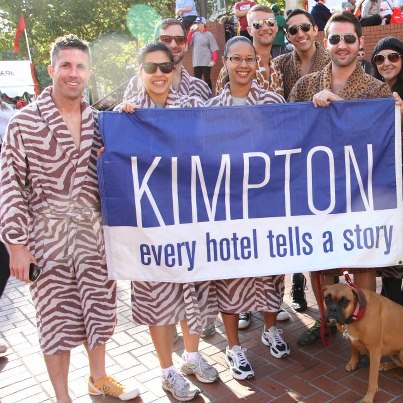 Team Kimpton Hotel brought bedroom class with their signature animal print robes and a team of about 15 walkers representing Hotel Monaco, Vintage Plaza and Riverplace.