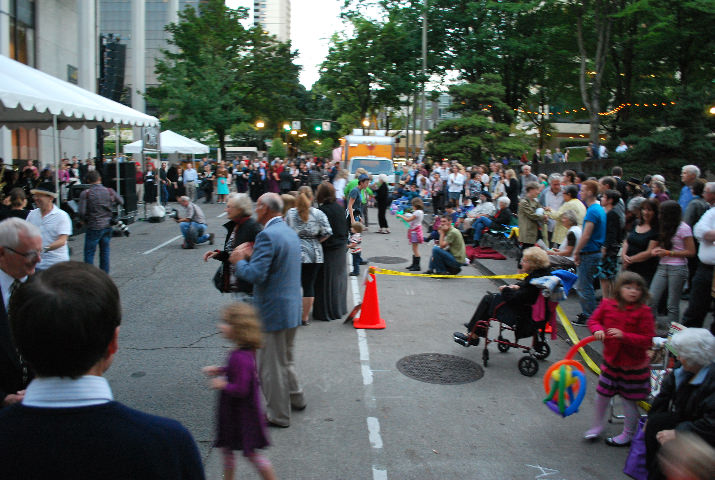 Hundreds of people enjoyed the an outdoor concert on the Street in front of the Keller Auditorium