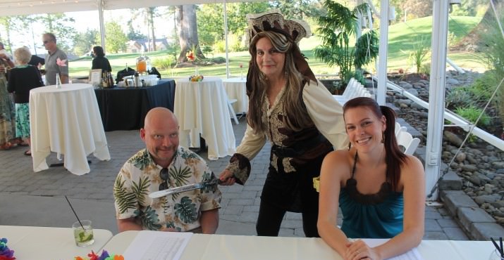 Waiting for guests to arrive. Larry King, Executive Assistant; Pirate Dani Stephany, Work Futures Assistant; and Shanna Moro, Community Integration Specialist.   