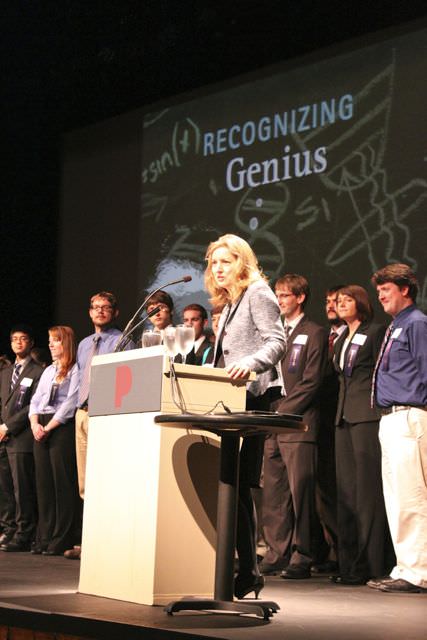 ARCS Foundation Portland Chapter President Jean Josephson  stands with ARCS Scholars.