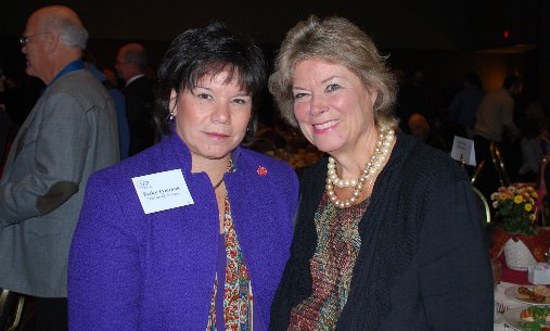 Becky Tymchuk Board Chair of the Salvation Army and Lynn Snodgass from Drakes 7 Ds