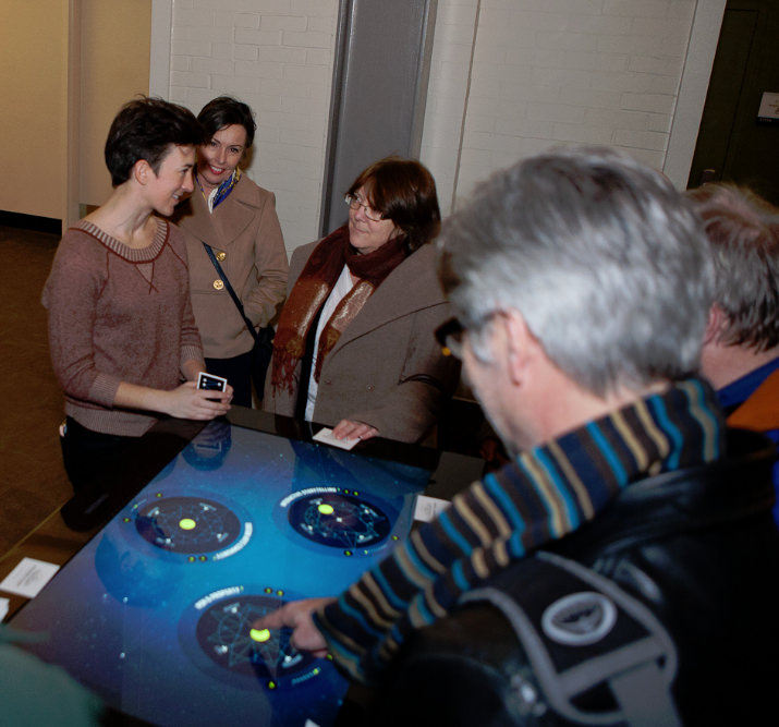 Guests at the GOFT Annual Meeting participate in an interactive display by Second Story (photo: Frank DiMarco)
