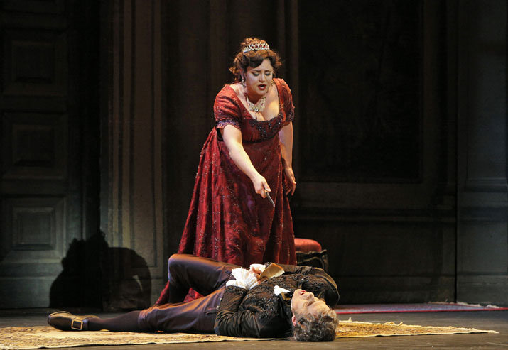 Kara Shay Thomson as Tosca, Mark Schnaible as Scarpia, © Portland Opera / Cory Weaver