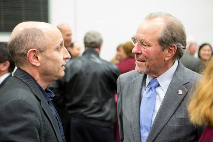 The honoree’s brother Lee “Rosy” Rosenberg chats with Former Oregon Governor Ted Kulongoski at the MJCC