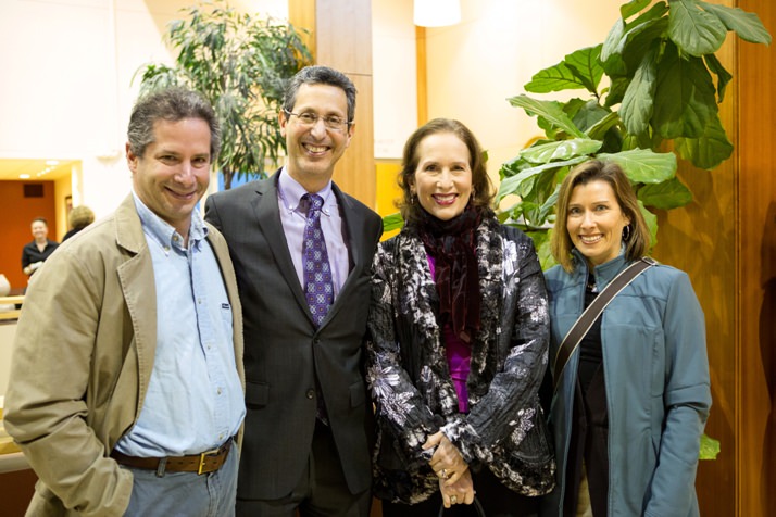 Ken Rait, Rabbi Michael Cahana, Cantor Ida Rae Cahana and Mary Rait spent some time catching up before dinner