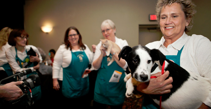 OHS volunteers were on standby to introduce Diamond Collar guests to pets available for adoption.