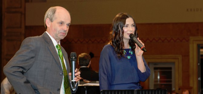 Gala Emcee Kerry Tymchuk with auctioneer Johnna Wells