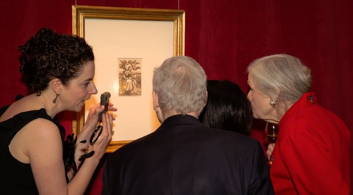 Mary Weaver Chapin, Curator of Graphic Arts, chats with guests about her selection of a print by Durer