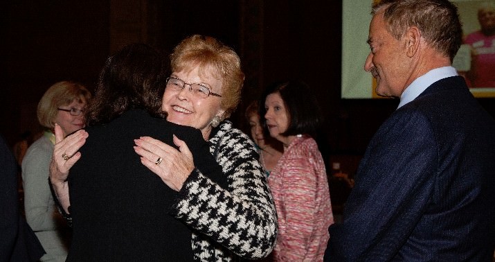 Former Governor Barbara Roberts greets a friend with Human Rights Campaign co-founder Terry Bean.