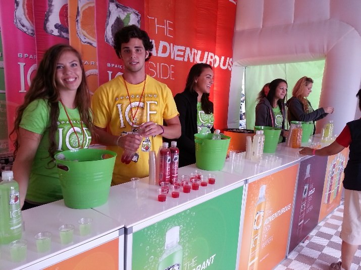 Some food and drink vendors like "Ice" brought in displays and handed out free samples.