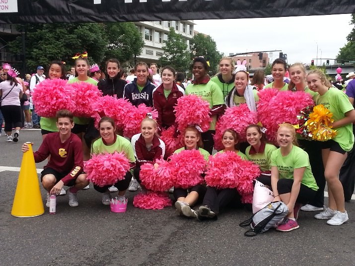 The cheerleaders from Central Catholic High School