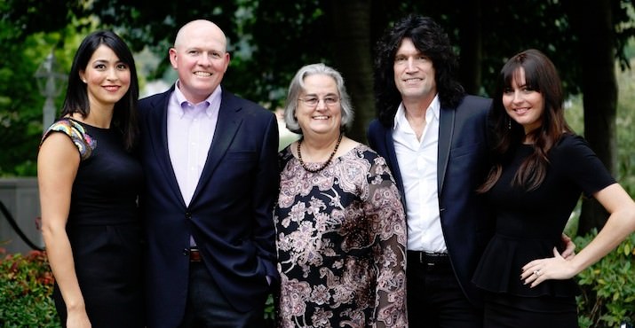 Mariko Clark, Pacific trustee Patrick Clark, Pacific president Lesley Hallick, Tommy Thayer and Amber Thayer.