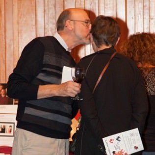 Silent auction browsing by Brent and Diane Schauer.