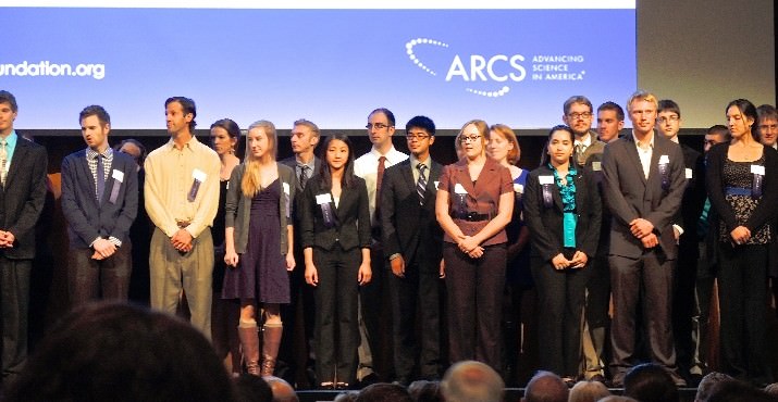 ARCS Foundation Portland scholars from OSU and OHSU lining up to receive their awards for the academic year.